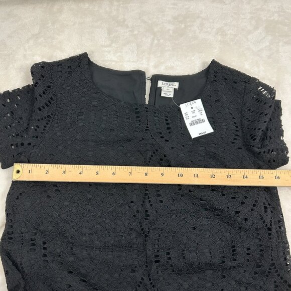 NWT J Crew Black Lace Top Size 00 Short Sleeve Eyelet Lace Blouse - Picture 5 of 12